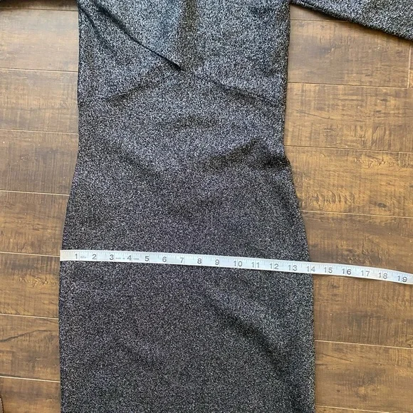 Ted Baker black silver Metallic Tabytha stretch Knit Cross Over Slit dress - Picture 10 of 16
